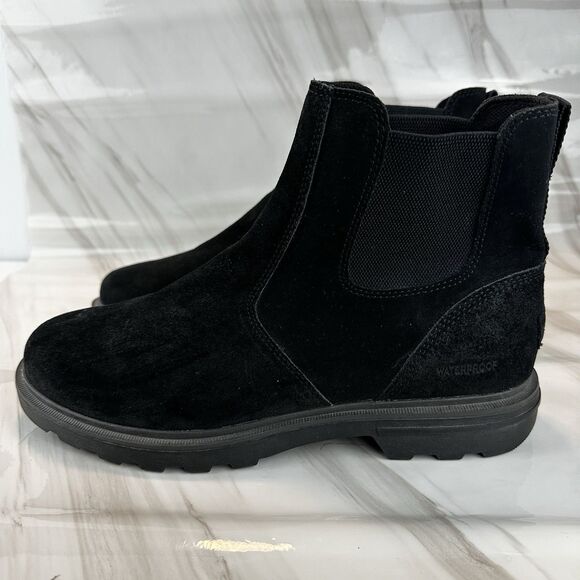 Sorel Men's Size 9 Carson Chelsea Waterproof Black Suede Ankle Boots - Picture 1 of 16